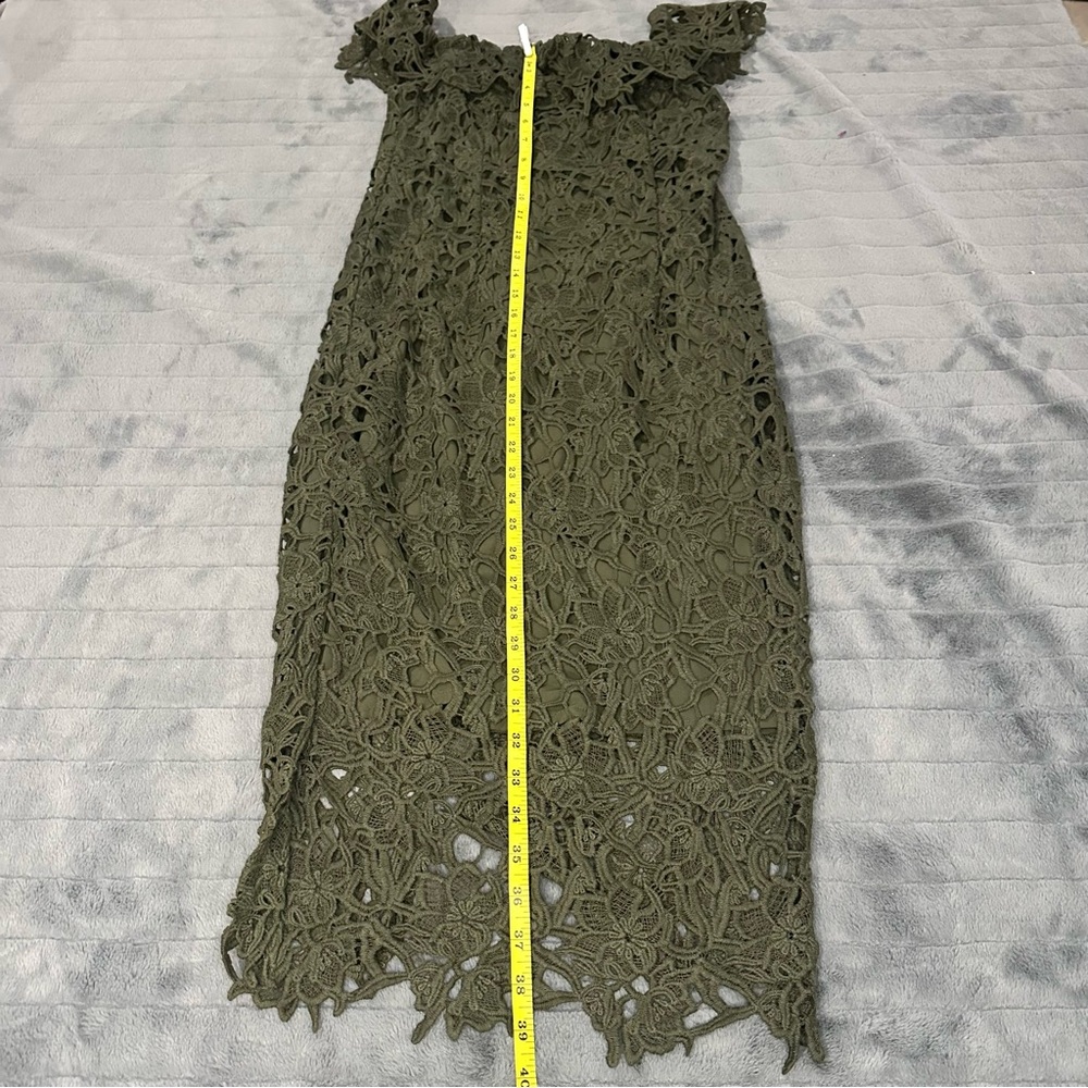EUC Style Stalker Women’s Thalia Dress Elegant Crocheted NWT Size Medium (Olive) - Picture 13 of 16